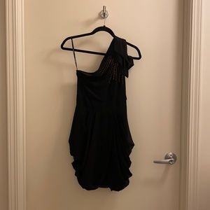 TFNC One Shoulder Beaded Dress, Black, Size S